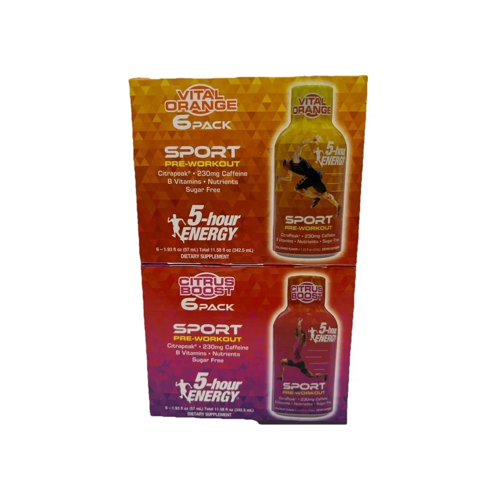 5-Hour Energy Shot 6 Pack Citrus Boost & Vital Orange Lot Of 2 EXP 07/27
